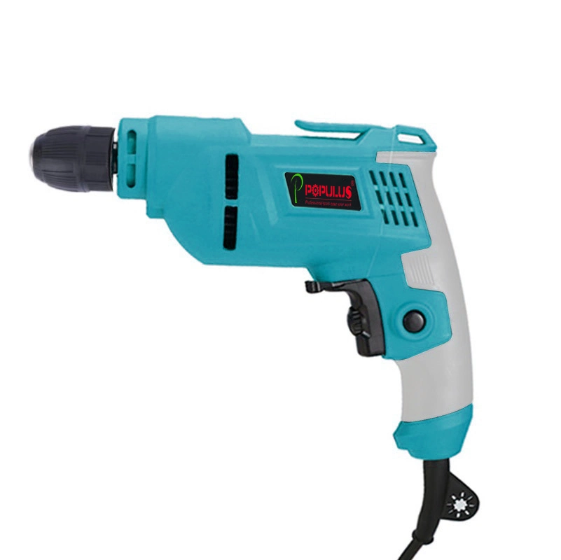 Populus Industrial Quality Electric Drill Power Tools 500W/3000rpm 10mm Electric Tool Drill with Soft Grip Handle for Mexican Market