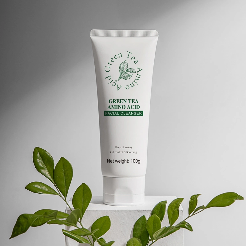 Nueva llegada Amino ácido árbol de té Extractos Aloe Vera denso Limpiador facial de espuma de limpieza profunda