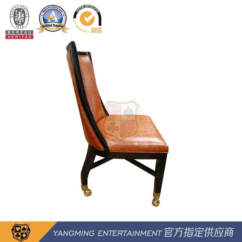 Metal Pulley Foot Simulation Leather Hotel Club Dining Chair Texas Poker Table Player Chair Ym-Dk07