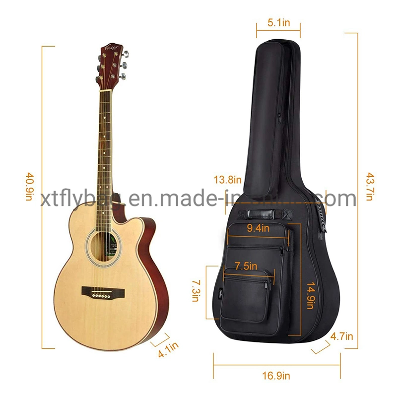 40 41 42 pulgadas Acoustic Guitar Bag relleno grueso impermeable Funda de guitarra Bolsa de poliéster con gancho trasero