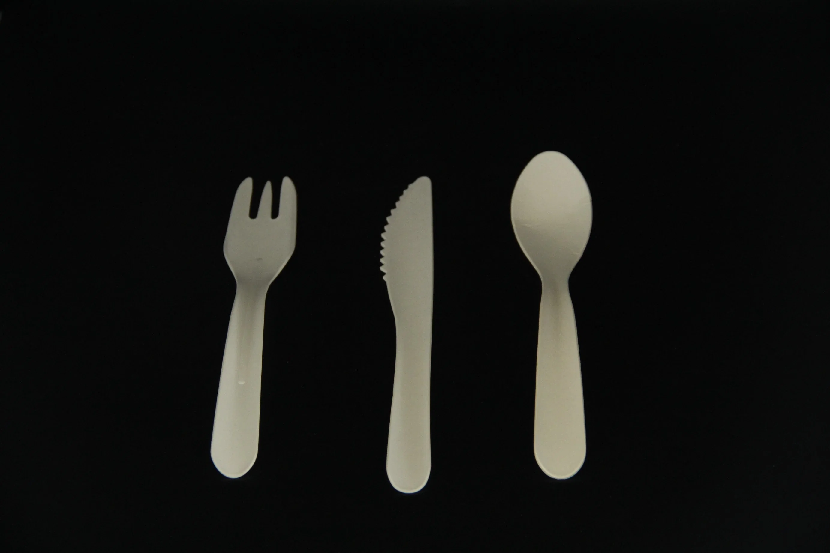 Bambú desechables cubiertos de papel Biodegradable Set tenedor y cuchara Juego de cuchillos