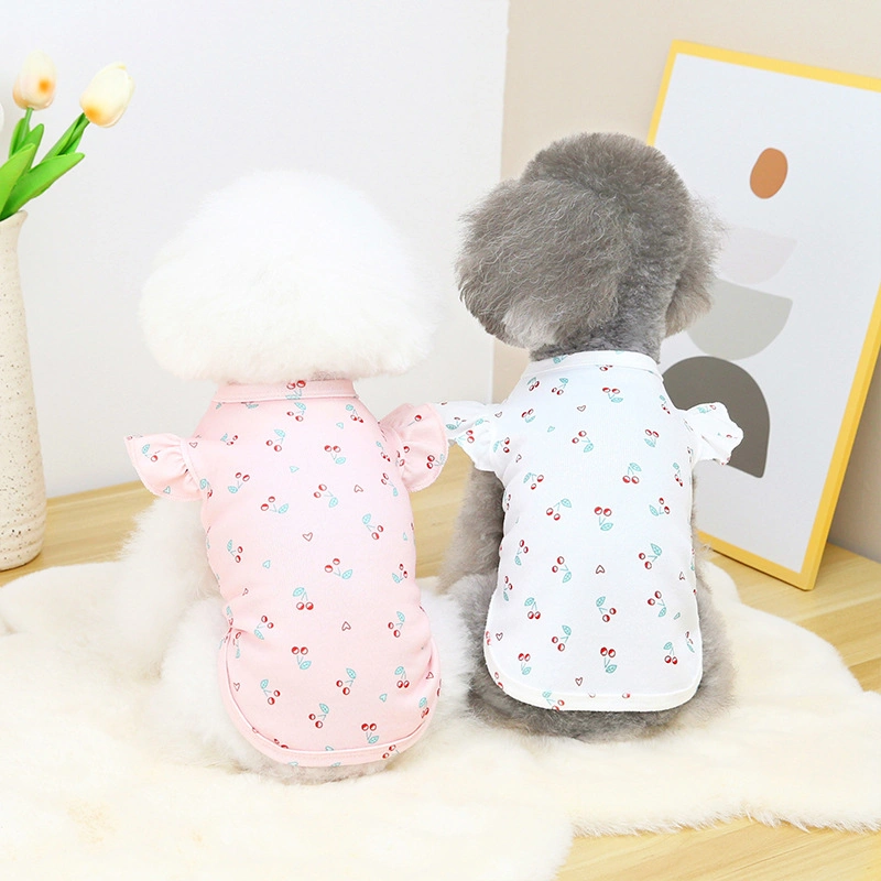 Pet Products New Puppy Dog Clothes Lace Sleeve T-Shirt Small and Medium-Sized Dog Toy Poodlebrand Clothes Pomeranian Spring and Summer Clothing