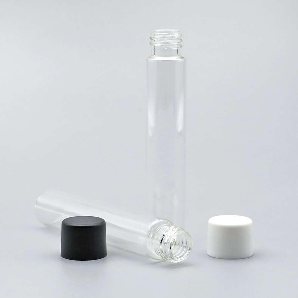 High quality/High cost performance  Factory Custom Screw Top Glass Vial Bottle with Black Plastic Lids for Cosmetics