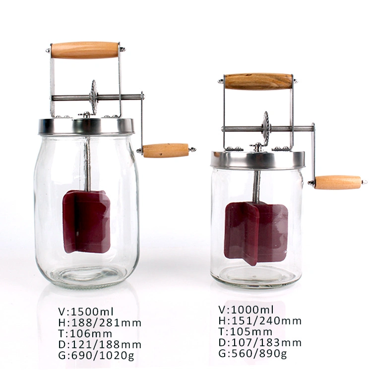 Home Cocina 1000ml 1500ml Manivela manual mantequilla Churner batidos de mango de madera de engranajes de acero inoxidable de la cocción de los mejores gadgets mantequilla Maker