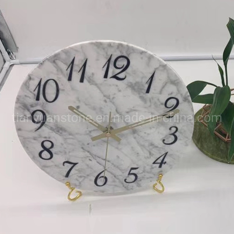 Custom Living Room Wall Hanging White Marble Clocks