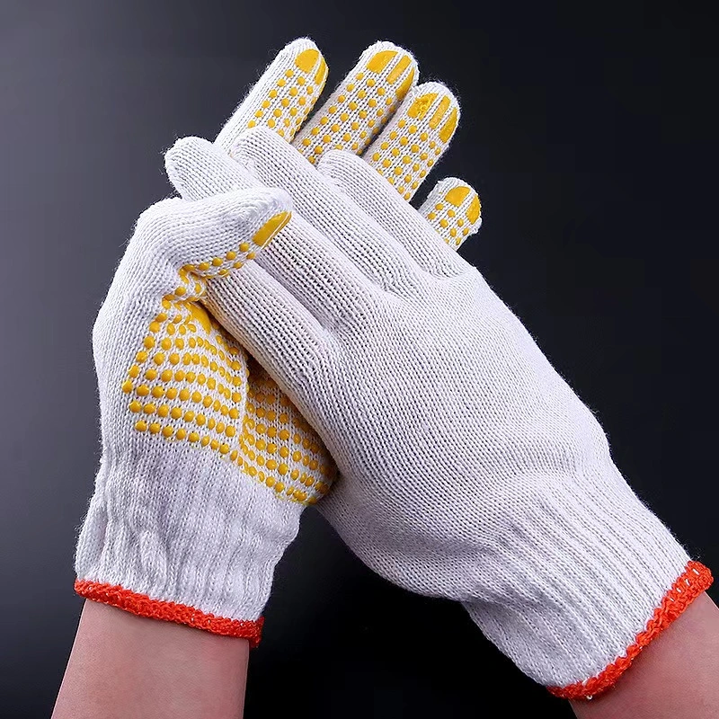 Wholesale/Supplier Cotton Poly Resistant Knitted Dotted PVC Coated Safety Gloves