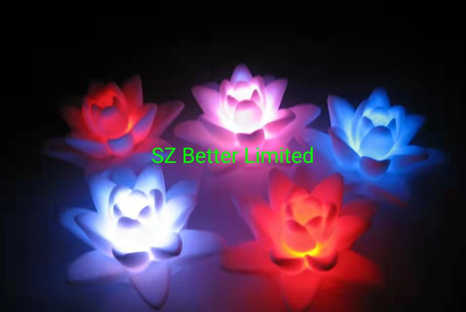 LED Colorful Floating Lotus Night Light Water Sensor LED Floating Lotus Candle