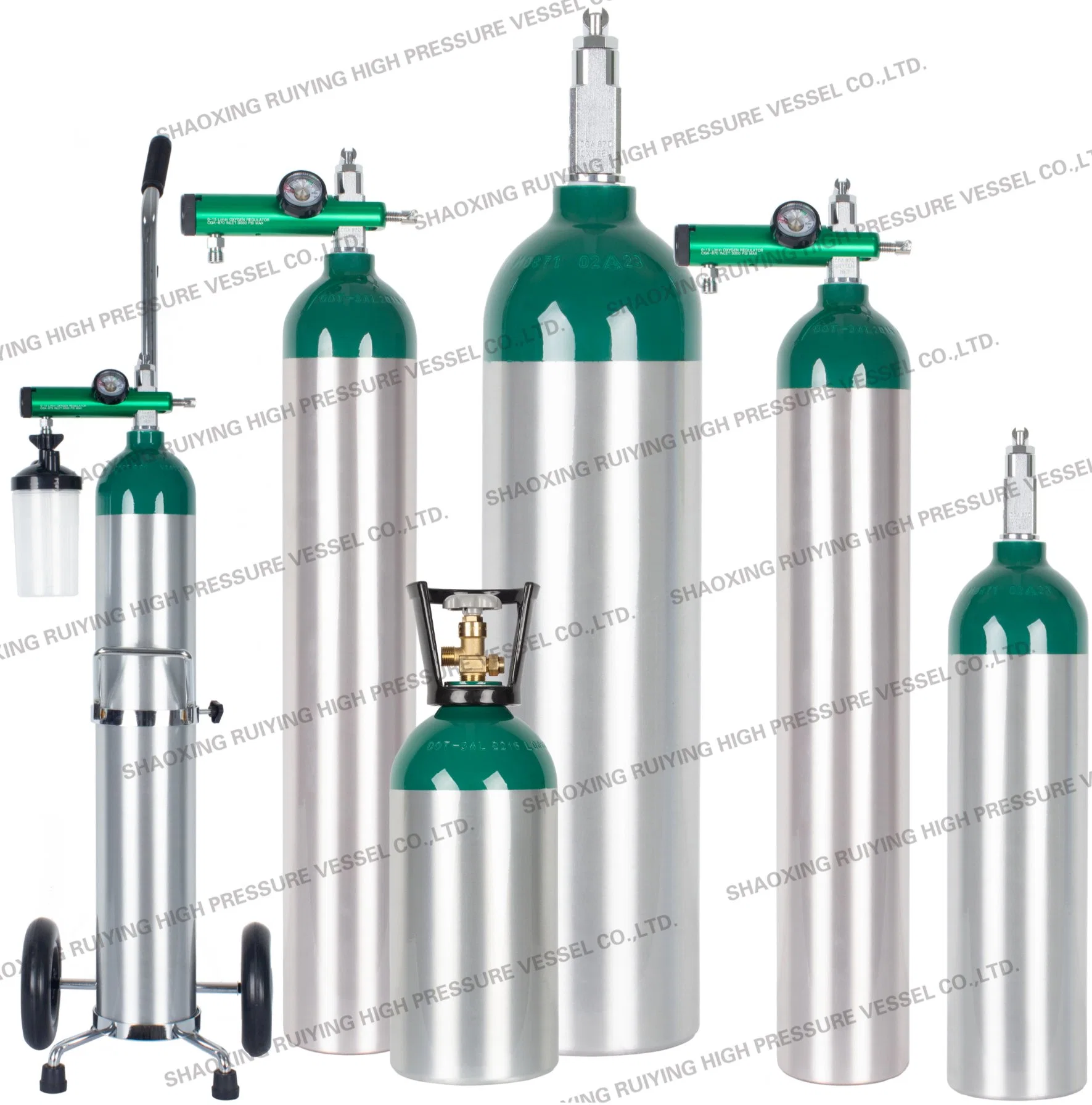 Hochwertiger 5L 10L Aluminium O2 Zylinder Legierung Gaszylinder ISO/DOT-Standard