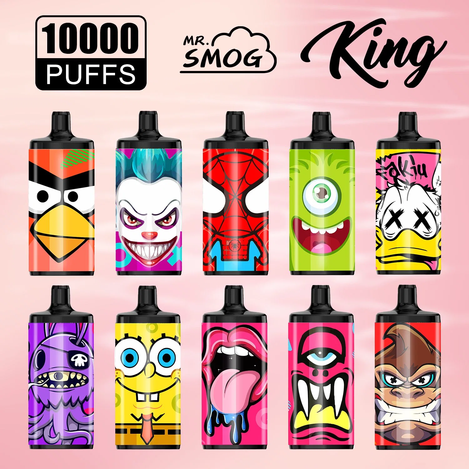 Großhandel/Lieferant Polen Saudi-Arabien Ägypten UK US Nicaragua Elektronische Zigarette Wiederaufladbare 20ml E Liquid MR Smog King 10000 10 Puffs Kiwi Passion Fruit Guava Aromen