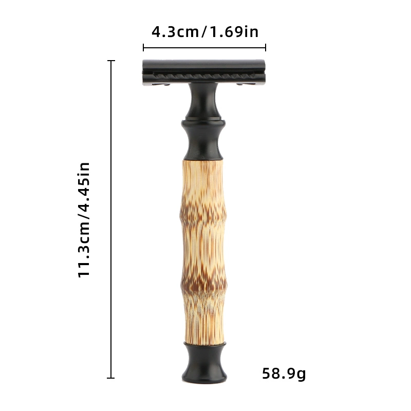 D671 Small MOQ zero waste reusable double-edged 3 piece Safety Razor with Bamboo Handle