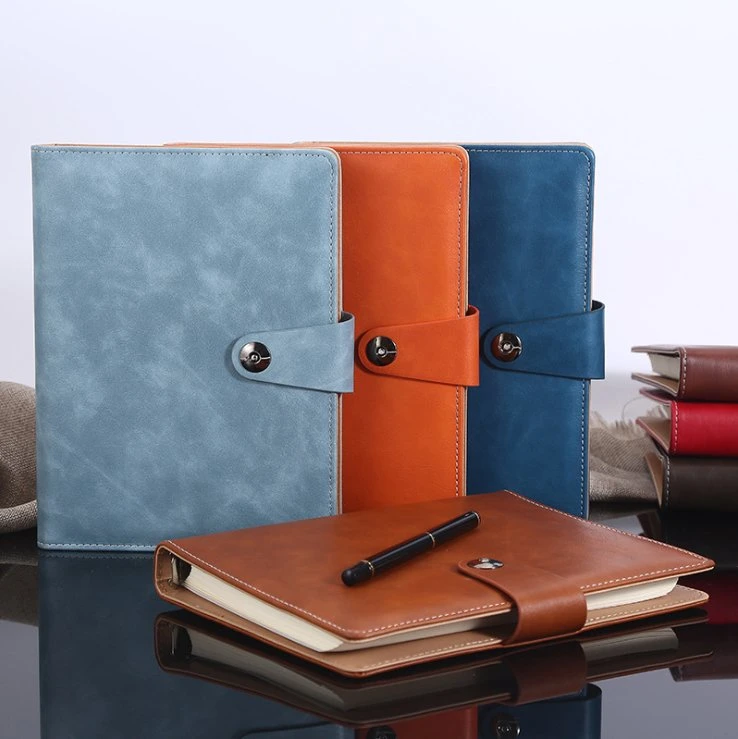 Office Supply Custom Logo HardCover A5 Vegan Leather Journal Notebook تعيين هدية