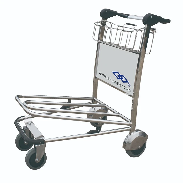 Rundgriff Edelstahl Flughafen-Trolley mit vier Rädern