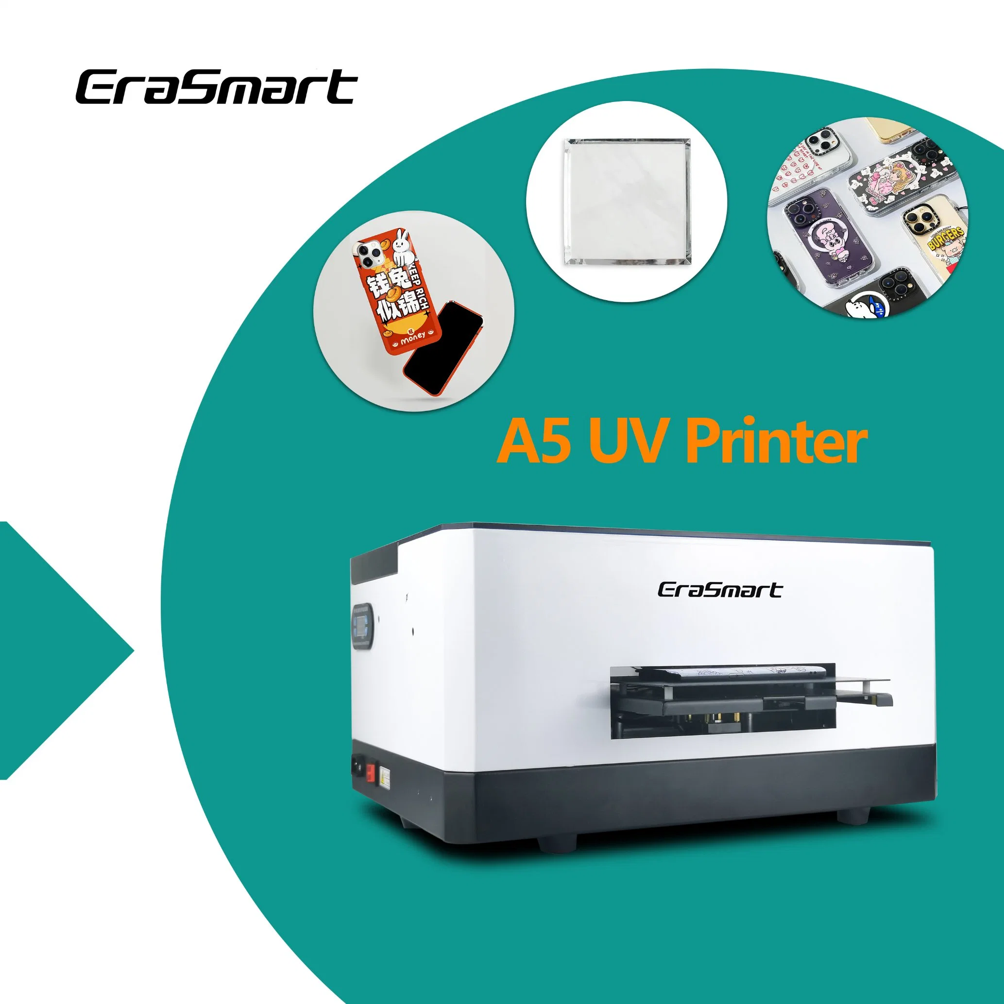 Una impresora UV de Erasmart5 Máquina de impresión profesional para el caso del teléfono de acrílico de Madera Cerámica A5 Mini impresora UV Impresora Epson L800