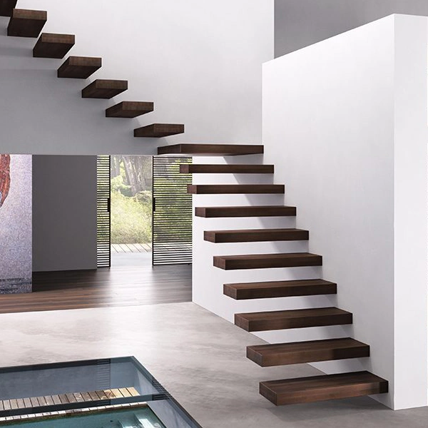 Prefabricated Indoor Modern Design Steel Wood Staircase