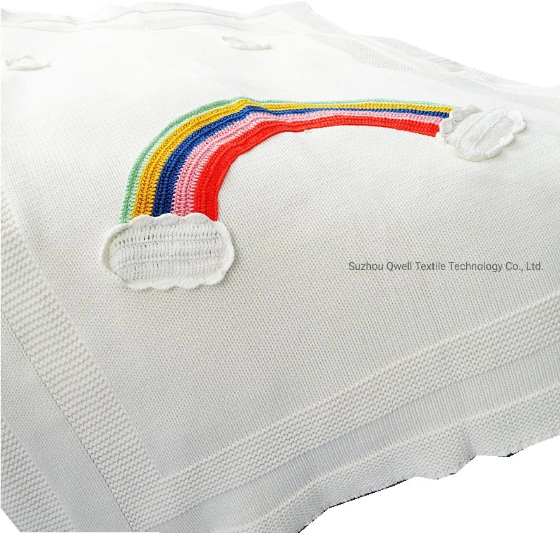 Cotton Top Quality Breathable Rainbow Knitted Baby Blanket