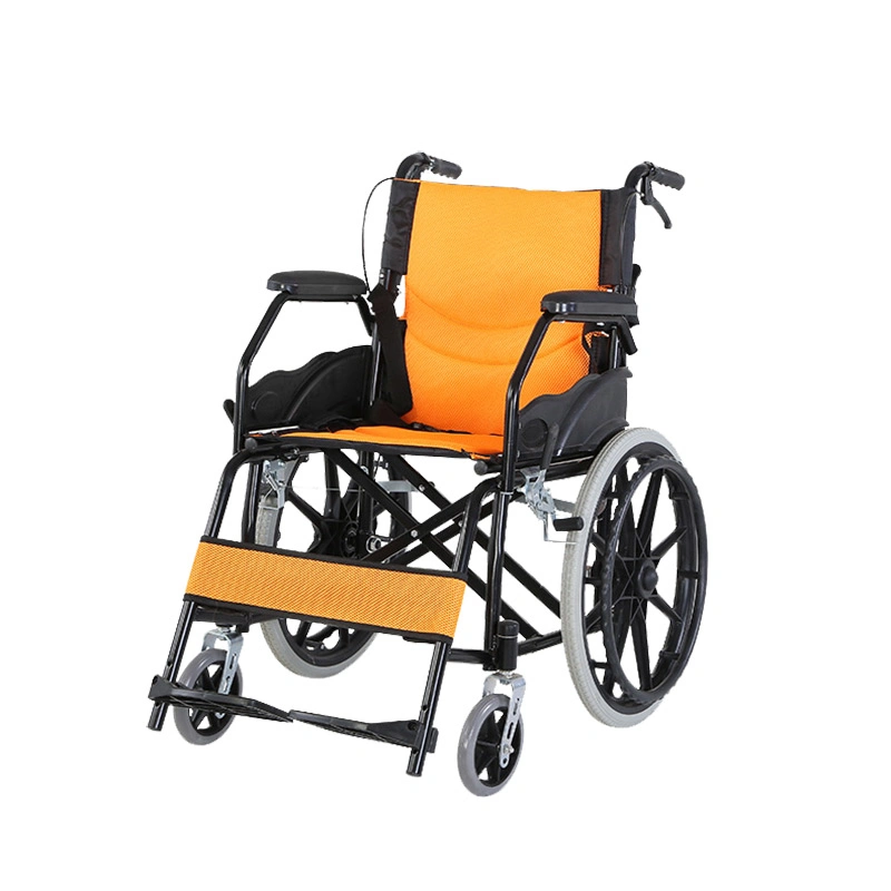 L'acier Fauteuil roulant manuel léger et portable de pliage