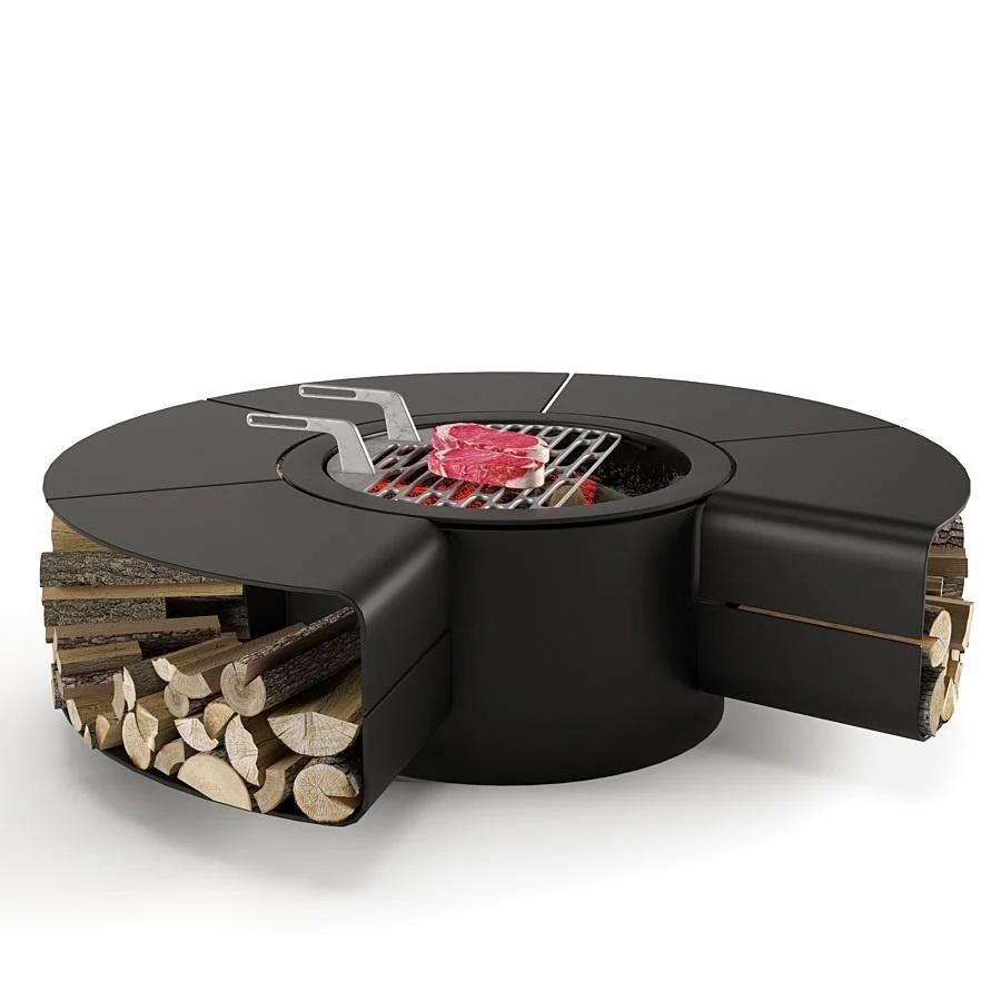 Round Outdoor Heating Fire Pit/Corten Steel Garden Decorative Brazier