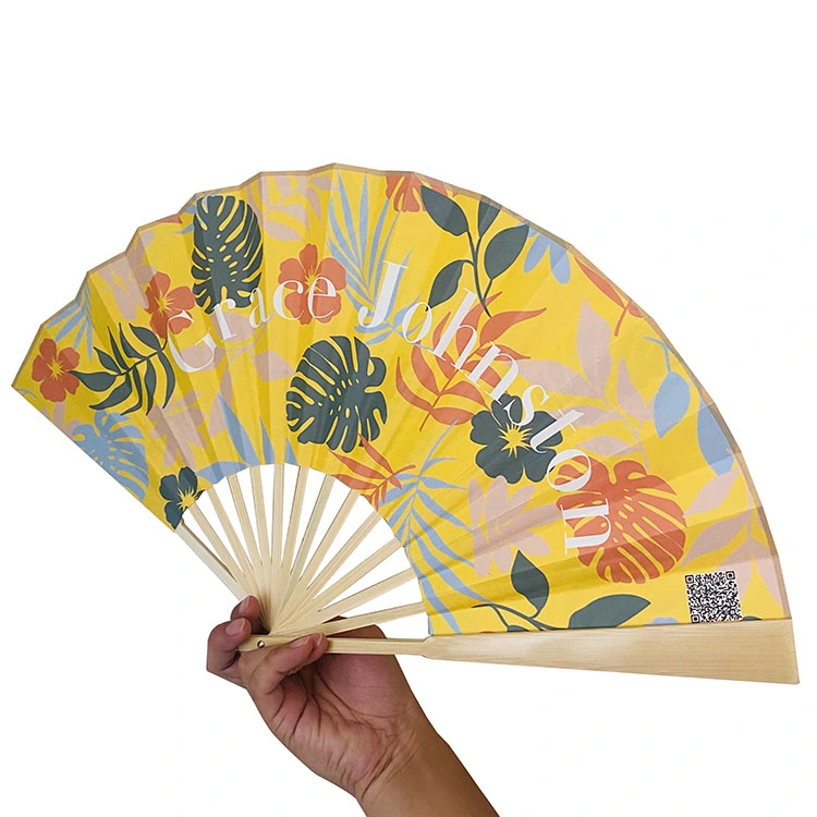 Factory Custom DIY Portable Blank Bamboo Handheld Folding Paper Fan for Home Decoration