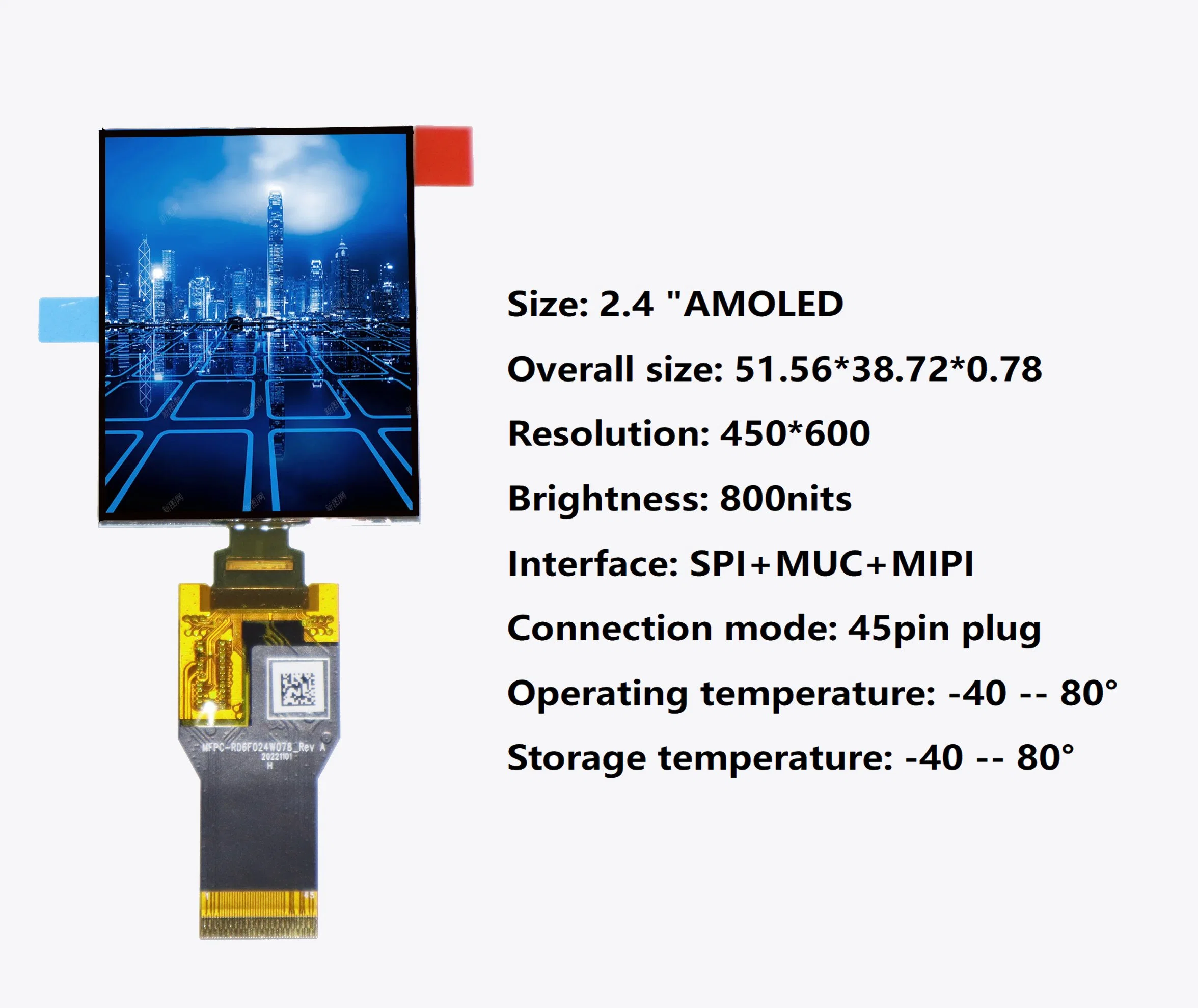 Jinzhaohui Main Product 2.4 Inch Amoled LCD 450*600 Including Drive Plate