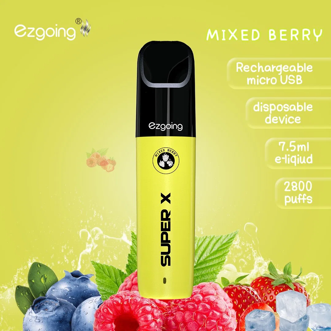 Venta al por mayor Shenzhen Mini desechable Ezgoing Super-X 2800 Puffs eléctrico Cigarette Sabores personalizados