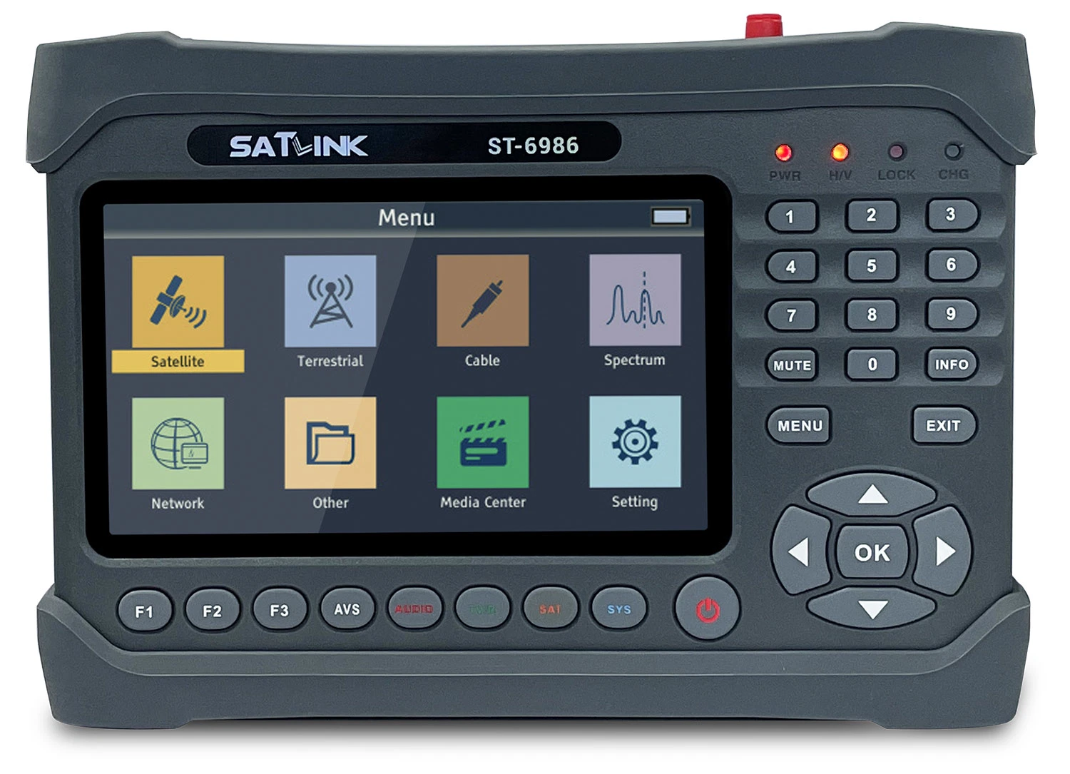 DVB-S/S2/T/T2/C satélite satélite Finder con Analizador de espectro de 10 bits 7pulgadas de pantalla LCD