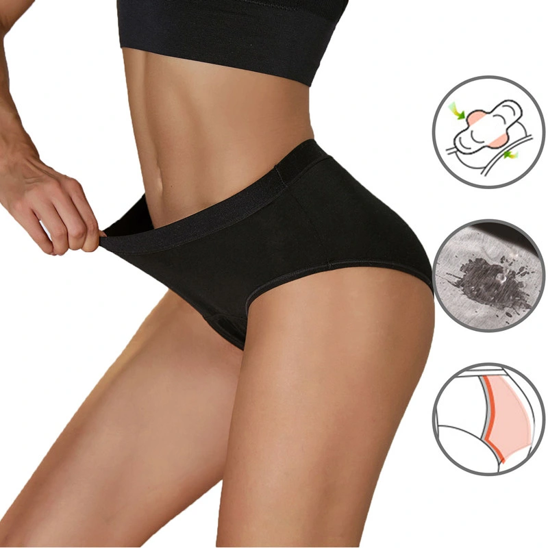 Private Label 4 Layers Leak Proof Women Menstrual Breathable Period Underpants Women Bamboo Period Panties