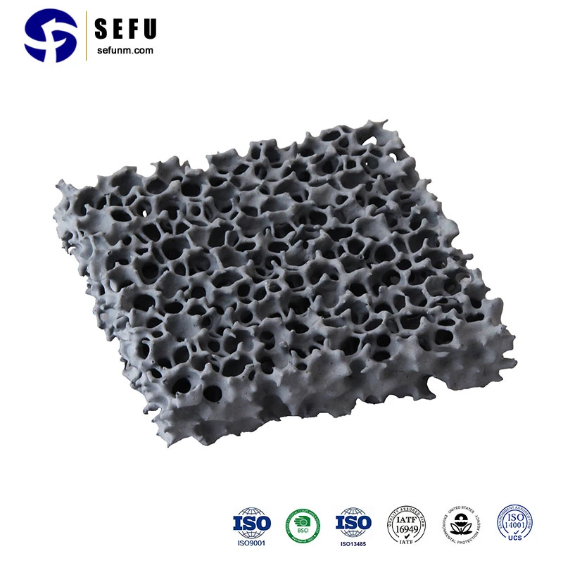 Sefu China Honeycomb Filter Factory 10-40 Ppi Silicon Carbide Sic Ceramic Foam Filter 40X40X15 Casting Cff Filter for Foundry