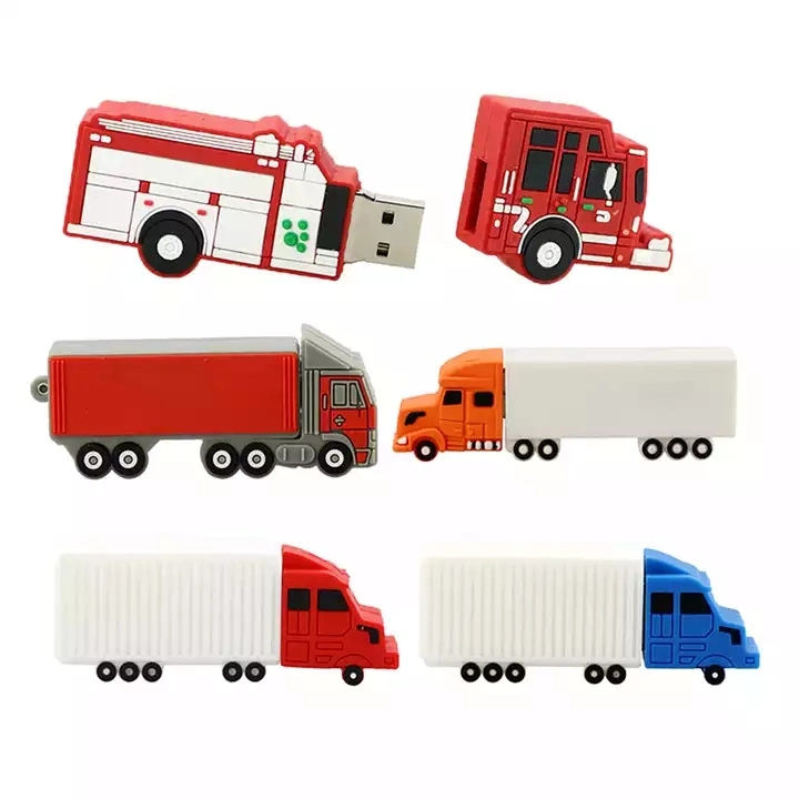 PVC Memory Stick Disk Pen Drive 4GB 64 16 8 256GB Pendrive Truck USB Cartoon Fire Truck USB Flash Drive