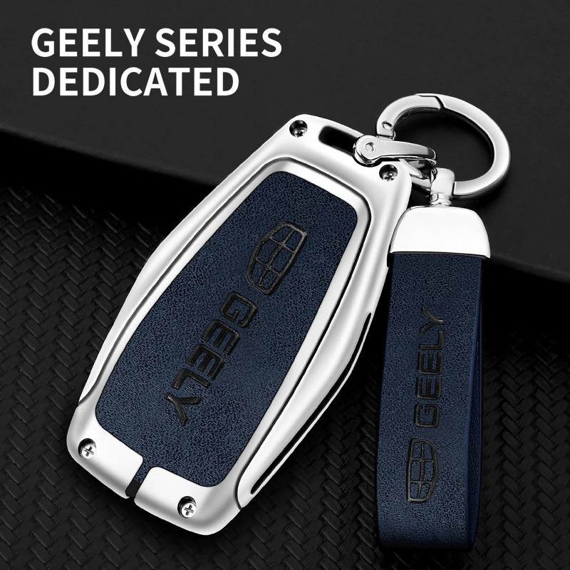 Remote Box Protective Zinc Alloy TPU Holder Car Key Leather Case for Geely