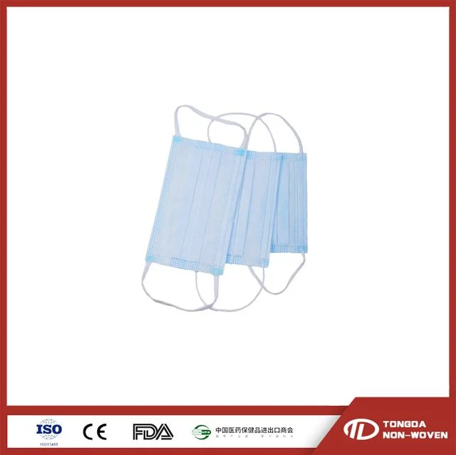 Comfortable Design Flat Elastic Ear-Loop Disposable 3 Ply Surgical Face Mask