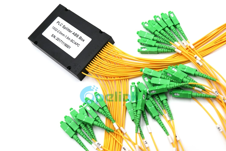 1X32 PLC Splitter, 2.0mm Sc/APC, ABS Box Package for FTTH