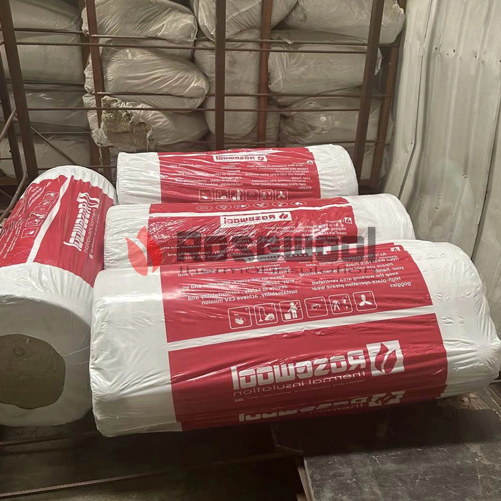 25-100mm 60-150 Kg/M&sup3; Sound Absorption Rock Wool Blanket Insulation with One Side Wire Mesh