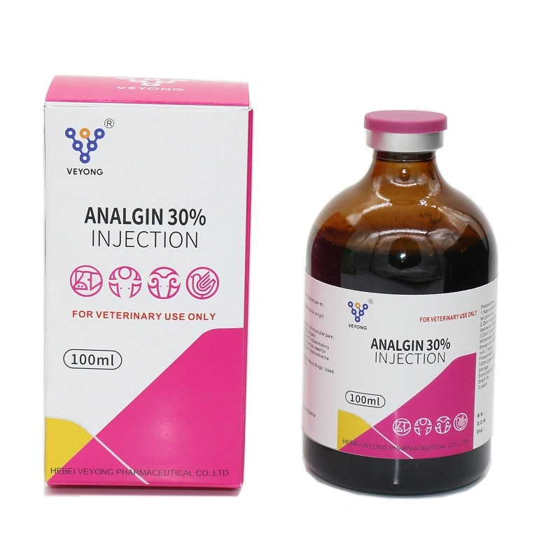 Fábrica de fabricantes veterinarios certificados por GMP Analgin /Dipyrone Injection 30% for Mayorista/Proveedor y uso de animales solamente