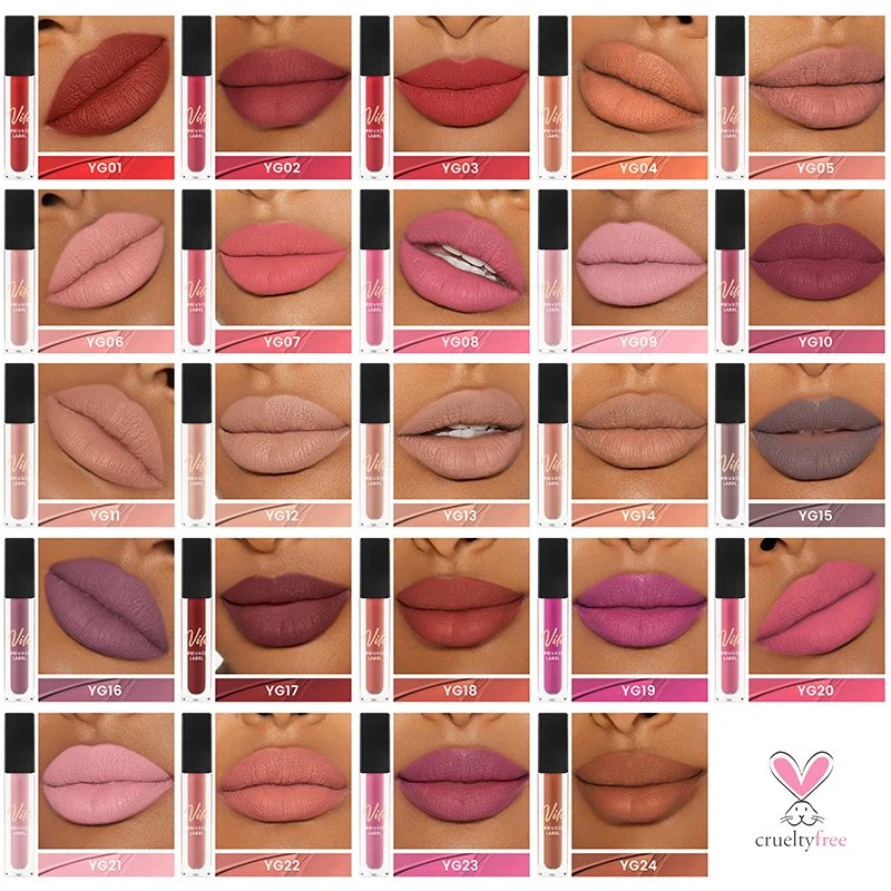 Hot Sale Cosmetics Fashion 24 Colors Bulk Custom Logo Matte Lip Gloss