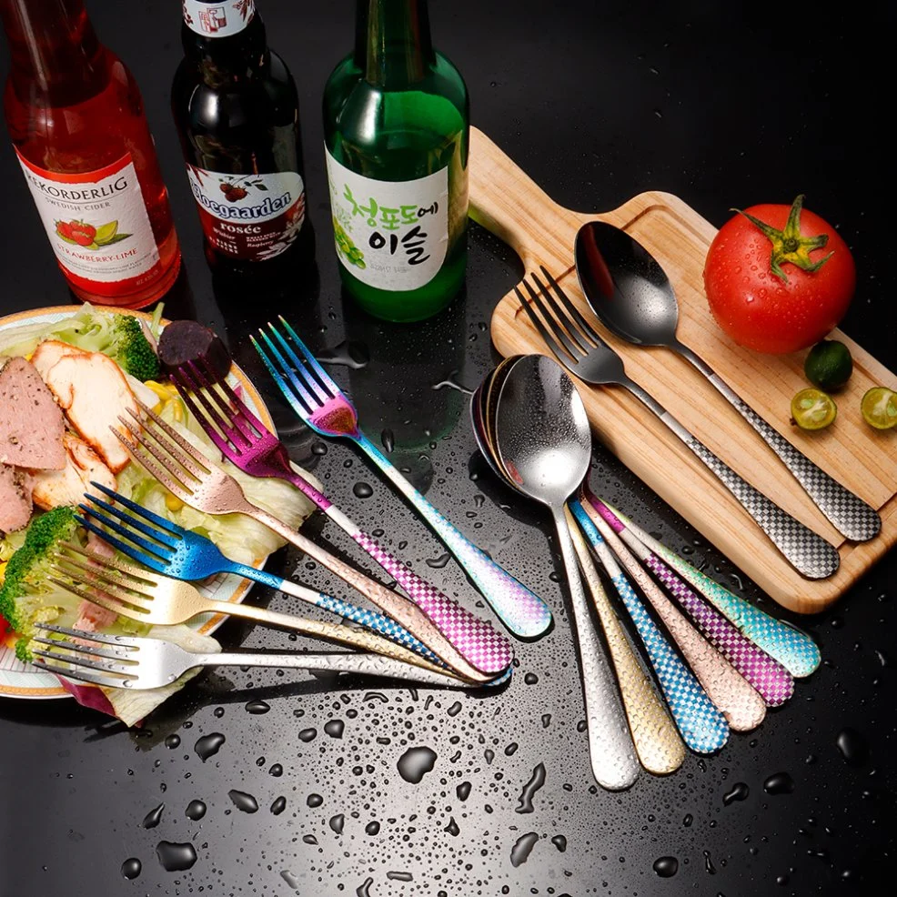 Colorful Multi Flateware Utensil Stainless Steel Fork Spoon Tableware Dinner Kitchen Sets