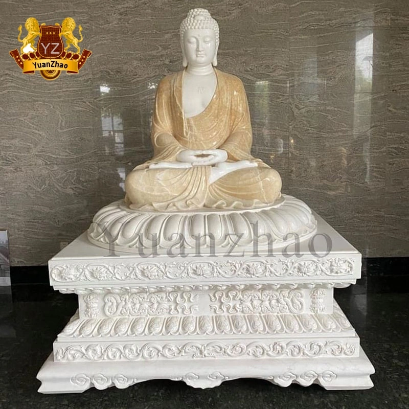 Neues Design Handschnitzerei Weißer Marmor Sitzende Buddha Statue Marmor Buddha-Skulptur Aus Stein