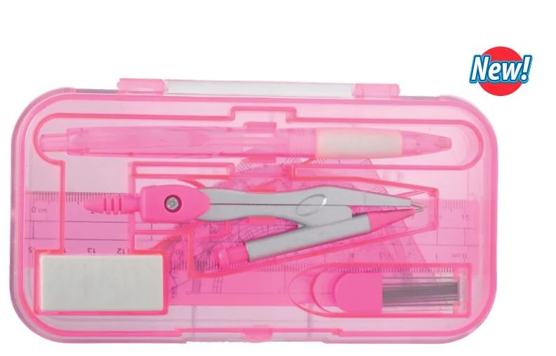 Pink Plastic Compass 7 Sets for School and Office Stationery Supply