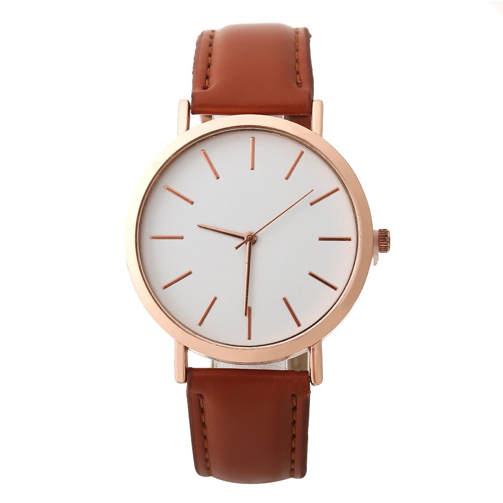 Elegant Wholesale/Supplier Date Function Leather Strap Steel Wood Simple Watch