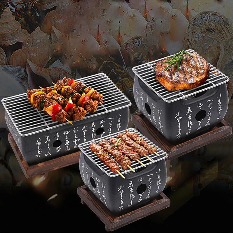 Grils de barbecue de table japonais commercial mini portable en alliage d'aluminium pour l'intérieur.