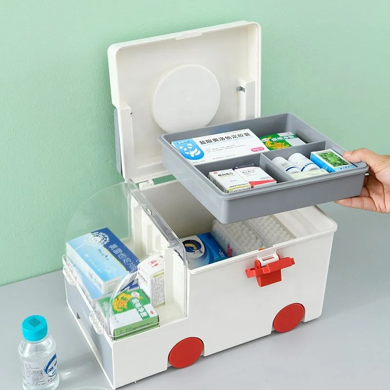 Medication Transparent Children Ambulance Blister Cabinet Medical Tool Storage Box Plastic First Aid Box for Medical Supplies