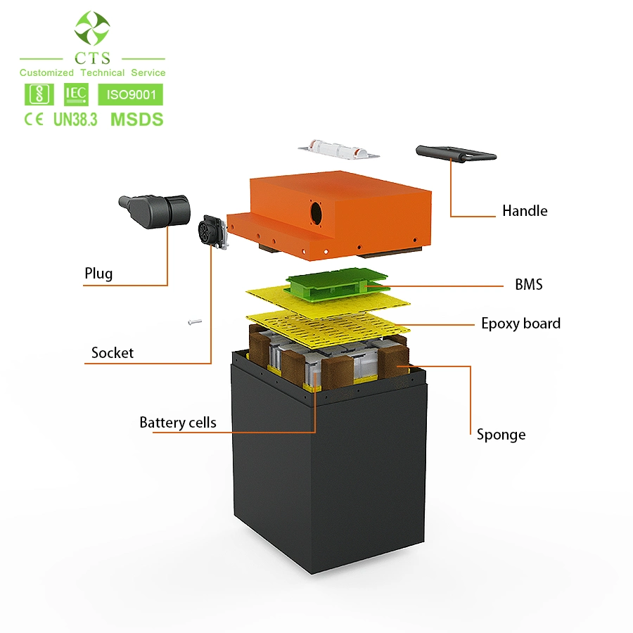 Cts Scooter eléctrico personalizado Paquetes de baterías de iones de litio de 72V 60V 30Ah 35ah 40ah 45ah, batería de alimentación