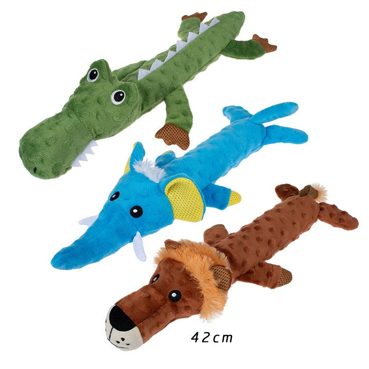 Rena Pet New Design Crocodile Elephant Lion Cute Animal Soft Comfortable Squeaky Pet Plush Toy