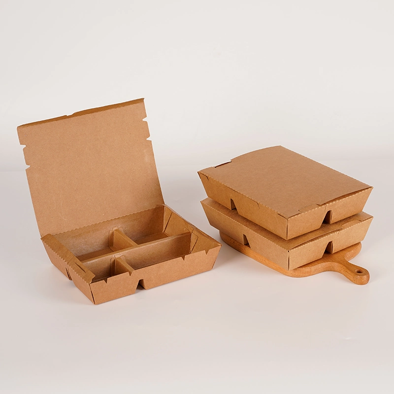 Takeout Eco Friendly Custom Logo Lunch Disposable Rectangular Round Portable Food Pastry Kraft Paper Box with PVC Window