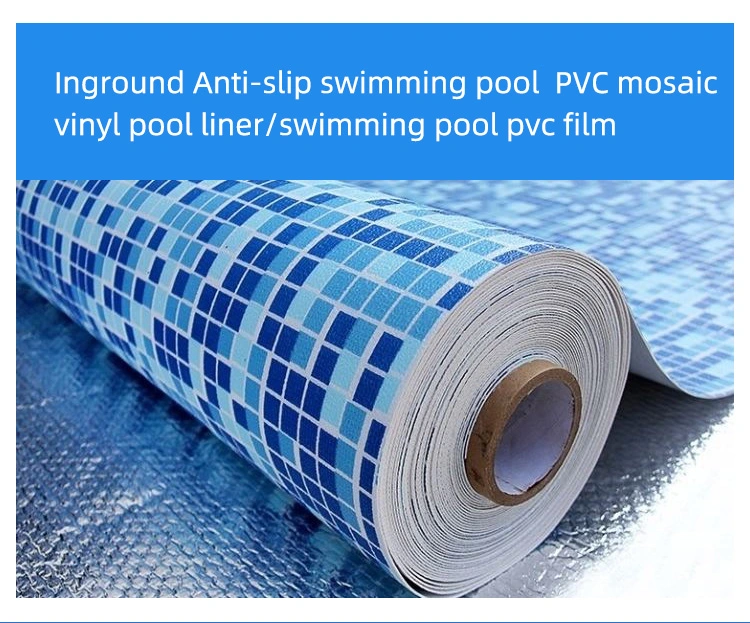 Revêtement de piscine en PVC imperméable de couleur mosaïque en gros pour tous types de piscines.