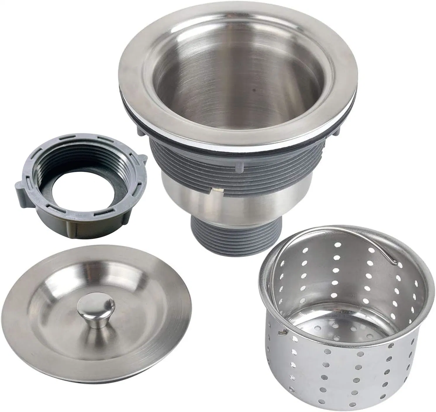 Sink Drain Assembly Kit Removable Deep Sink Strainer Basket with Sink Stopper