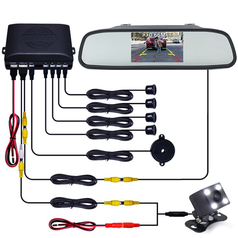 Car Video Parking Sensor Assistance System Backup Camera+4.3" Mirror Monitor