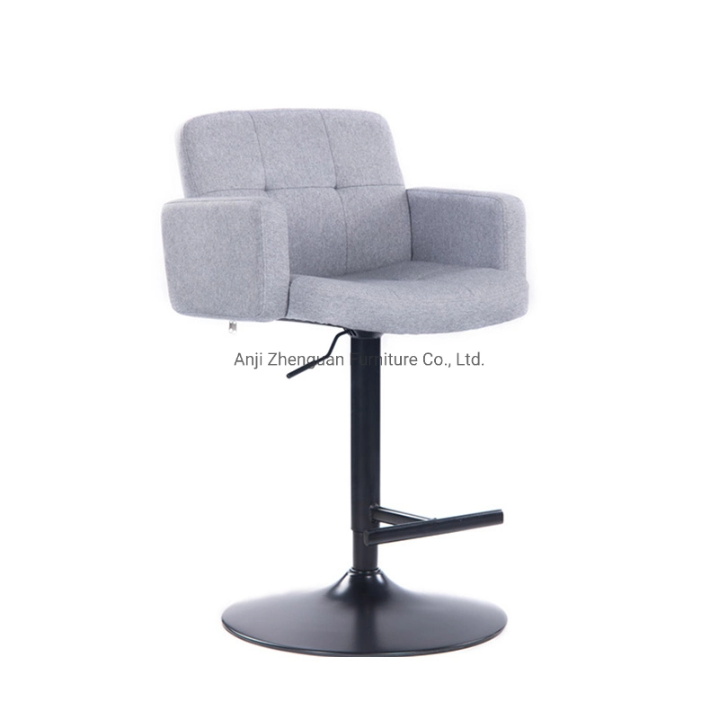 Hot Selling Fabric Swivel Height Adjustable Metal Bar Stool with Armrest (ZG18-012)