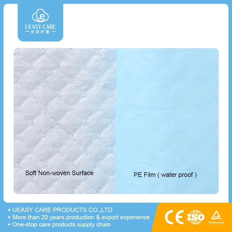 OEM&amp;ODM Hygiene Premium cómodo transpirable antideslizante Anti-Leak Waterproof Cuidado de bebés Almohadilla para New Baby Bed almohadillas Underpad Super absorción de orina Almohadilla