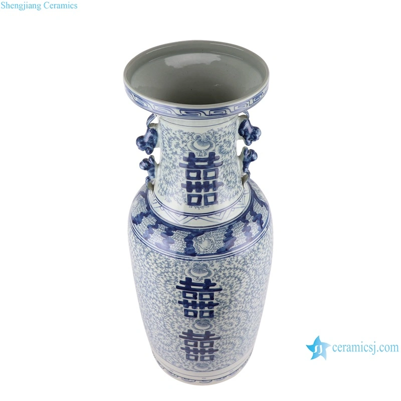 Chinês antigo Felicidade Twisted Decoração vaso de porcelana