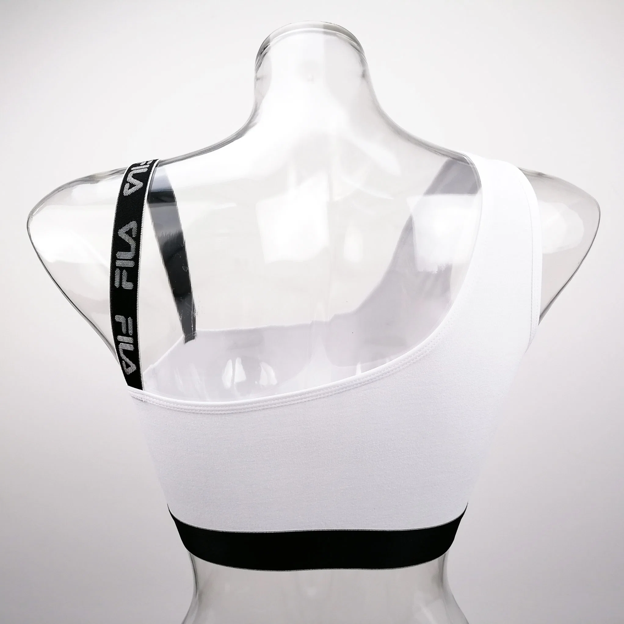 White Sexy One Shoulder Sports Bra Custom Logo Breathable Cotton